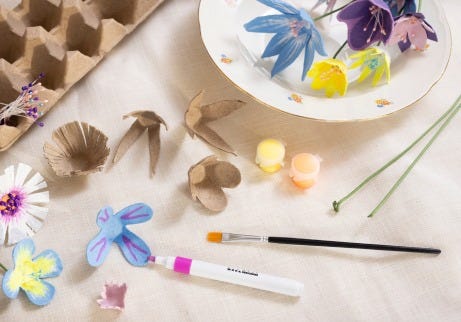 Inspirationsbild - Påskblommor produceras av äggbrickor