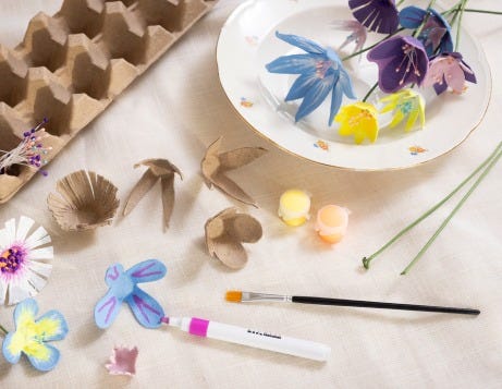 Inspirationsbild - Påskblommor produceras av äggbrickor