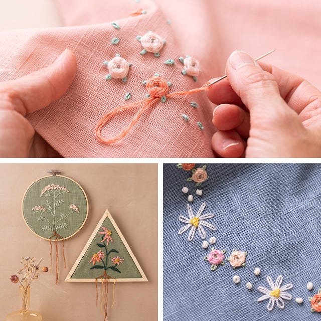Collagebild med broderi