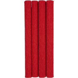 Kräppapper, 25x60 cm, Stretchbarhet: 180%, 105 g, röd, 4ark/ 1 förp.