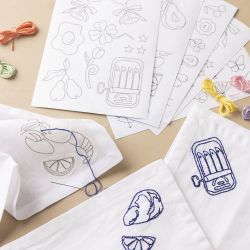 Vattenl&ouml;sliga Broderiark, Dekorativa motiv, A5, ark 148,5x210 mm, 6 ark/ 1 f&ouml;rp.