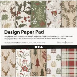 Designpapper, ark 15,2x15,2 cm, 120 g, brun, röd, 50 ark/ 1 förp.