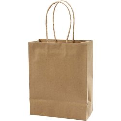 Papperspåsar, H: 23 cm, B: 18x9 cm, 125 g, brun, 10 st./ 1 förp.