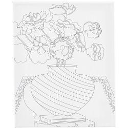 Målardukar med tryck, Bukett i vas, D: 1,6 cm, stl. 24x30 cm, 360 g, 1 st.