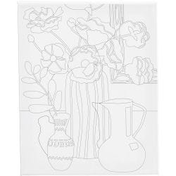 Målardukar med tryck, Blommigt stilleben, D: 1,6 cm, stl. 24x30 cm, 360 g, 1 st.