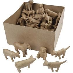 Minidjur av papier-maché