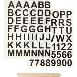 Rub-on stickers, bokstäver och siffror, H: 17 mm, 12,2x15,3 cm, svart, 1 förp.