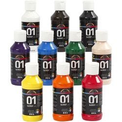 Akrylfärg Blank, mixade färger, 10x100 ml/ 1 förp.