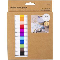 Kreativ Multi Tusch, spets 4 mm, mixade färger, 12st./ 1 förp.