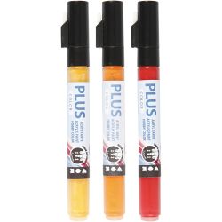 Plus Color Tusch, L: 14,5 cm, spets 1-2 mm, 3st./ 1 förp., 5,5 ml