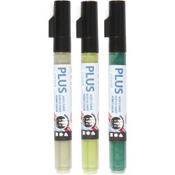 Plus Color Tusch, L: 14,5 cm, spets 1-2 mm, mörkgrön, eucalyptus, leaf green, 3st./ 1 förp., 5,5 ml
