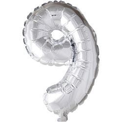 Folieballong, 9, H: 41 cm, silver, 1 st.