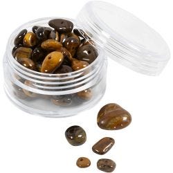 Kristallpärlor, Tigeröga, Dia. 7-12 mm, Hålstl. 1 mm, brun, 63 st./ 1 förp.