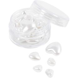 Vaxpärlor, Hjärtan, Dia. 7-13 mm, Hålstl. 1,3-1,5 mm, pärlemor, 32 st./ 1 förp.