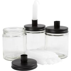 Glas med ljushållare och ljus