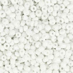 Rocaillepärlor, Dia. 3 mm, stl. 8/0, Hålstl. 0,6-1,0 mm, vit, 25 g/ 1 förp.