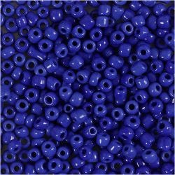 Rocaillepärlor, Dia. 3 mm, stl. 8/0, Hålstl. 0,6-1,0 mm, blå, 25 g/ 1 förp.