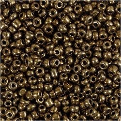 Rocaillepärlor, Dia. 3 mm, stl. 8/0, Hålstl. 0,6-1,0 mm, bronze, 25 g/ 1 förp.