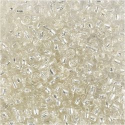 Rocaillepärlor, Dia. 3 mm, stl. 8/0, Hålstl. 0,6-1,0 mm, silver, 25 g/ 1 förp.