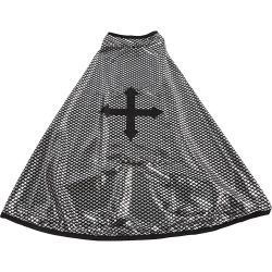 Mantel, Riddare, L: 49 cm, stl. 5-6 &aring;r, svart, silver, 1 st.