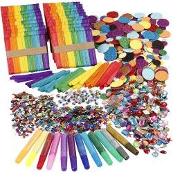 Glitter och träpinnar