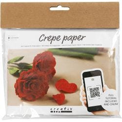 Mini DIY Kit Kräppapper, Rosor, Stretchbarhet: 180%, 105 g, 1 förp.