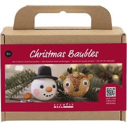 Mini DIY Kit Julgranskulor, Ren och snögubbe, 1 förp.