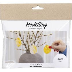 Mini DIY Kit Modellera, ägg, ljusgul, pastellfärger, 1 förp.