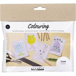 Mini DIY Kit Färgläggning, Monster, mixade färger, 1 förp.
