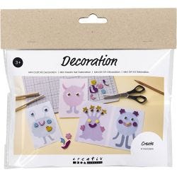 Mini DIY Kit Dekoration, Monster Collage, pastellblå, pastellgrön, pastellrosa, pastelllila, 1 förp.
