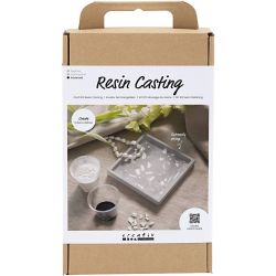 DIY Kit Resingjutning, Fyrkantig bricka med terrazzo, svart, vit, 1 förp.