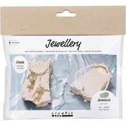 Mini DIY Kit Smycken, Armband och örhängen i aventurinmix, 1 förp.