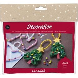 Mini DIY Kit Dekoration, Hjärtan och julgranar, 1 förp.