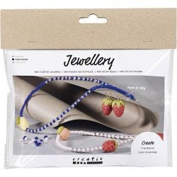 Mini DIY Kit smycken, Halsband och örhängen, kungsblå, 1 förp.