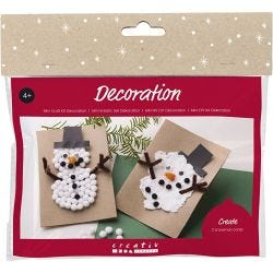 Mini DIY Kit dekoration, Julkort med snögubbar, svart, brun, mellanorange, vit, 1 förp.