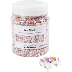 Vaxpärlor, Hålstl. 1,3-2,5 mm, pastel orange, softrosa, ljuslila, pärlemor, 700ml/ 1 burk, 425 g