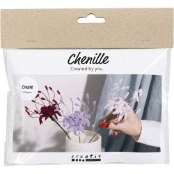 Mini DIY Kit Blommor av Piprensare, Spindellilja, softrosa, ljuslila, mörkröd, 1 förp.