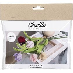 Mini DIY Kit Blommor av Piprensare, Tulpaner, mixade färger, 1 förp.