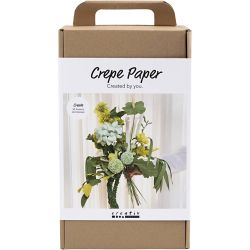 Maxi DIY Kit Kräppapper, Blombukett, ljusgrön, mörkgrön, pastellgrön, vit, 1 förp.