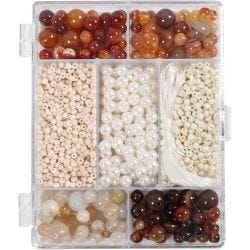 DIY Mix Smycken, Agat, stl. 2,6-10 mm, Hålstl. 0,8-1,8 mm, mixade färger, 1 förp.