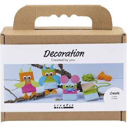 Mini DIY Kit Dekoration, M&ouml;ss och ugglor, mixade f&auml;rger, 1 f&ouml;rp.