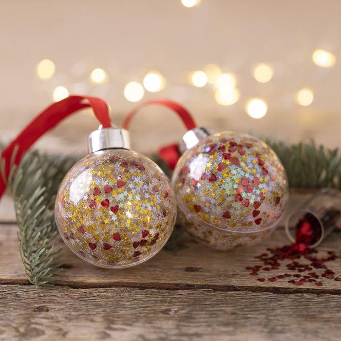 Julgranskulor med paljetter