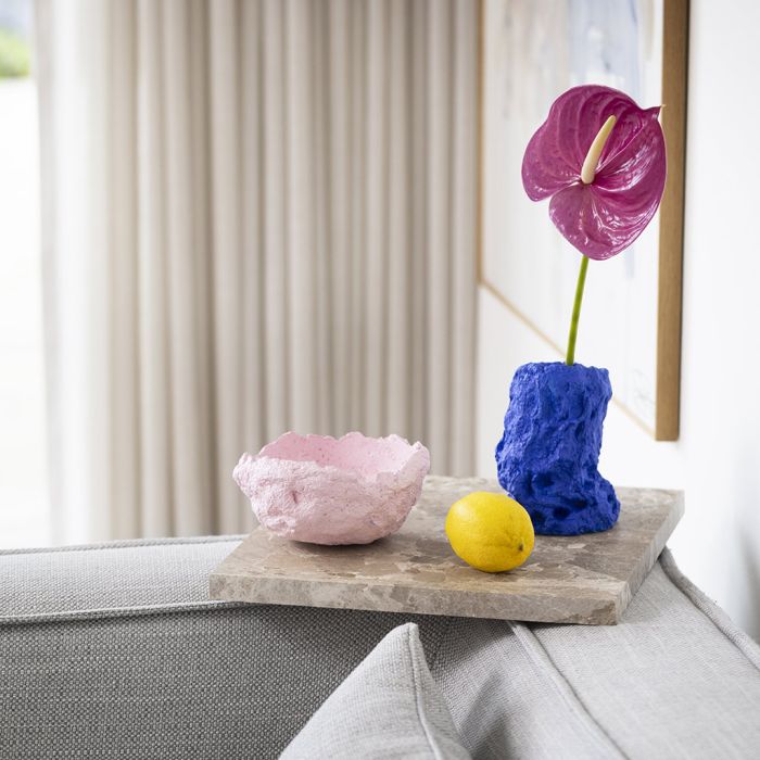 Vas och skål av papier-mâché