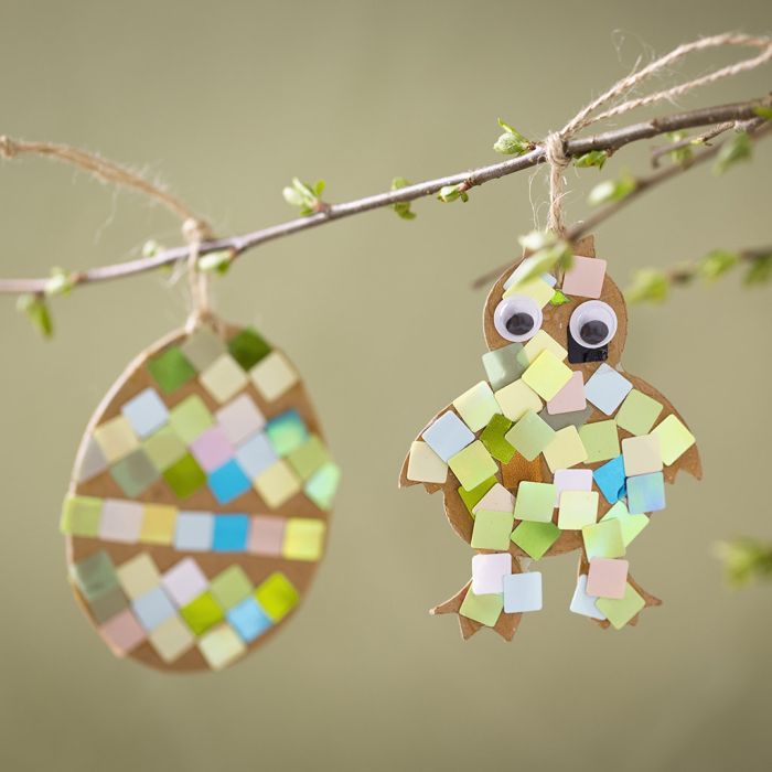 Påskkyckling och påskägg med mosaik