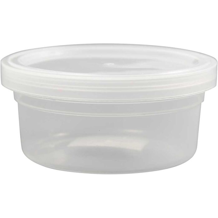 Plastburk med lock, H: 38 mm, Dia. 84 mm, 125 ml, 20 st./ 1 förp.