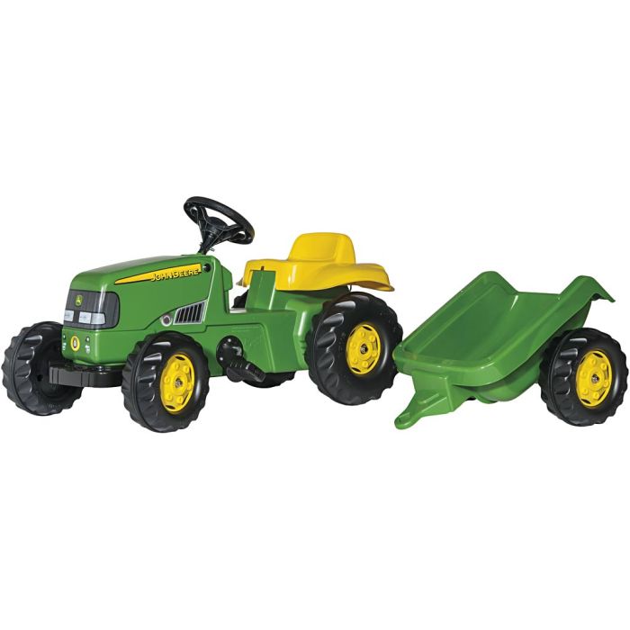 John Deere-traktor med släp, H: 47 cm, L: 134 cm, B: 52 cm, grön, 2 st./ 1 set