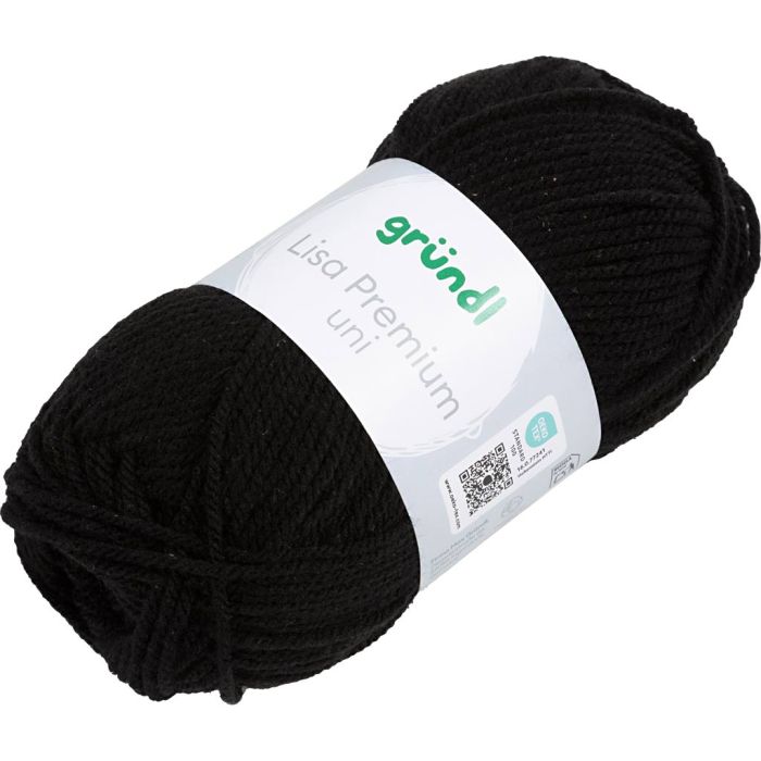 Akrylgarn, svart, 50 g/ 1 nystan