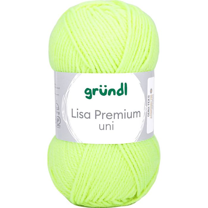 Akrylgarn, sticka 3-3,5, neongul, 50 g/ 1 nystan