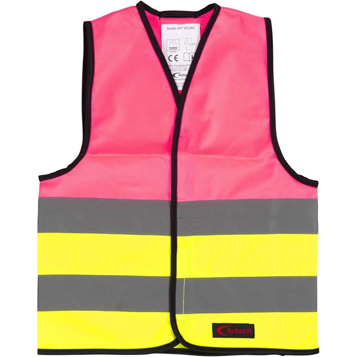 Varselväst, XXS, L: 45 cm, B: 35 cm, stl. 1-4 år, rosa, gul, 1 st.