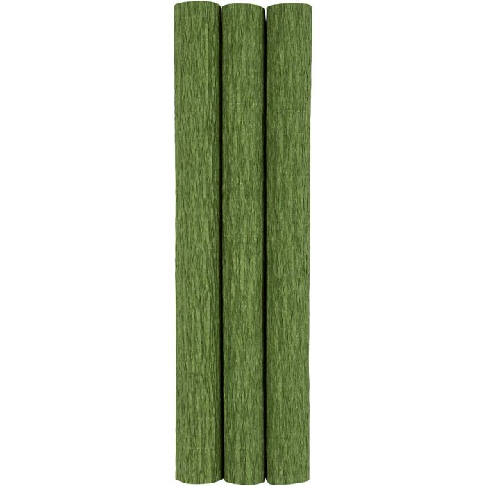 Kräppapper, ark 25x60 cm, Stretchbarhet: 180%, 105 g, lövgrön, 3 ark/ 1 förp.